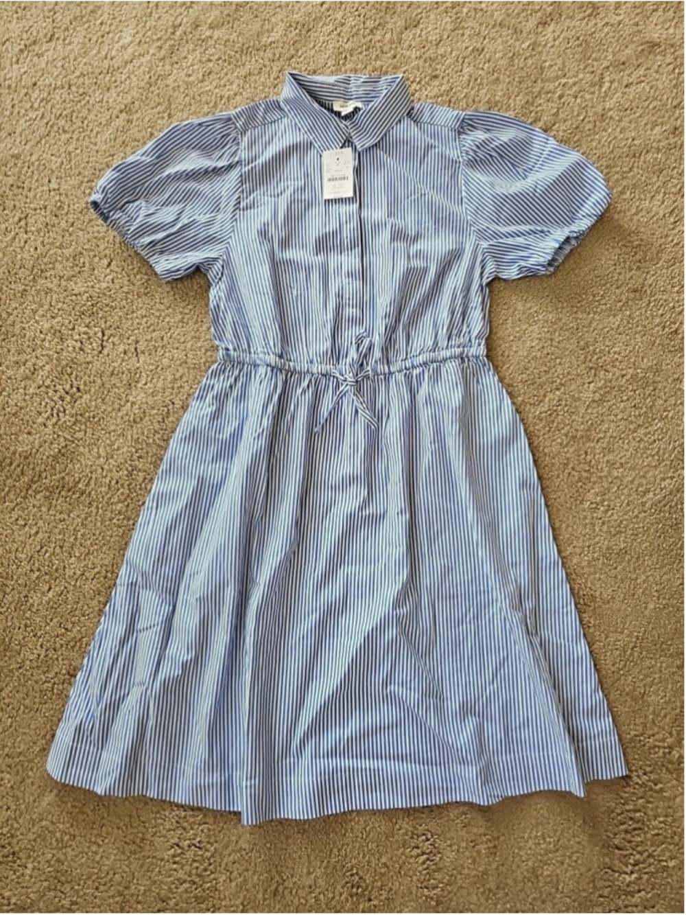J.CREW Short-sleeve Collared striped Mini Dress Women's Size 0 Banker Blue